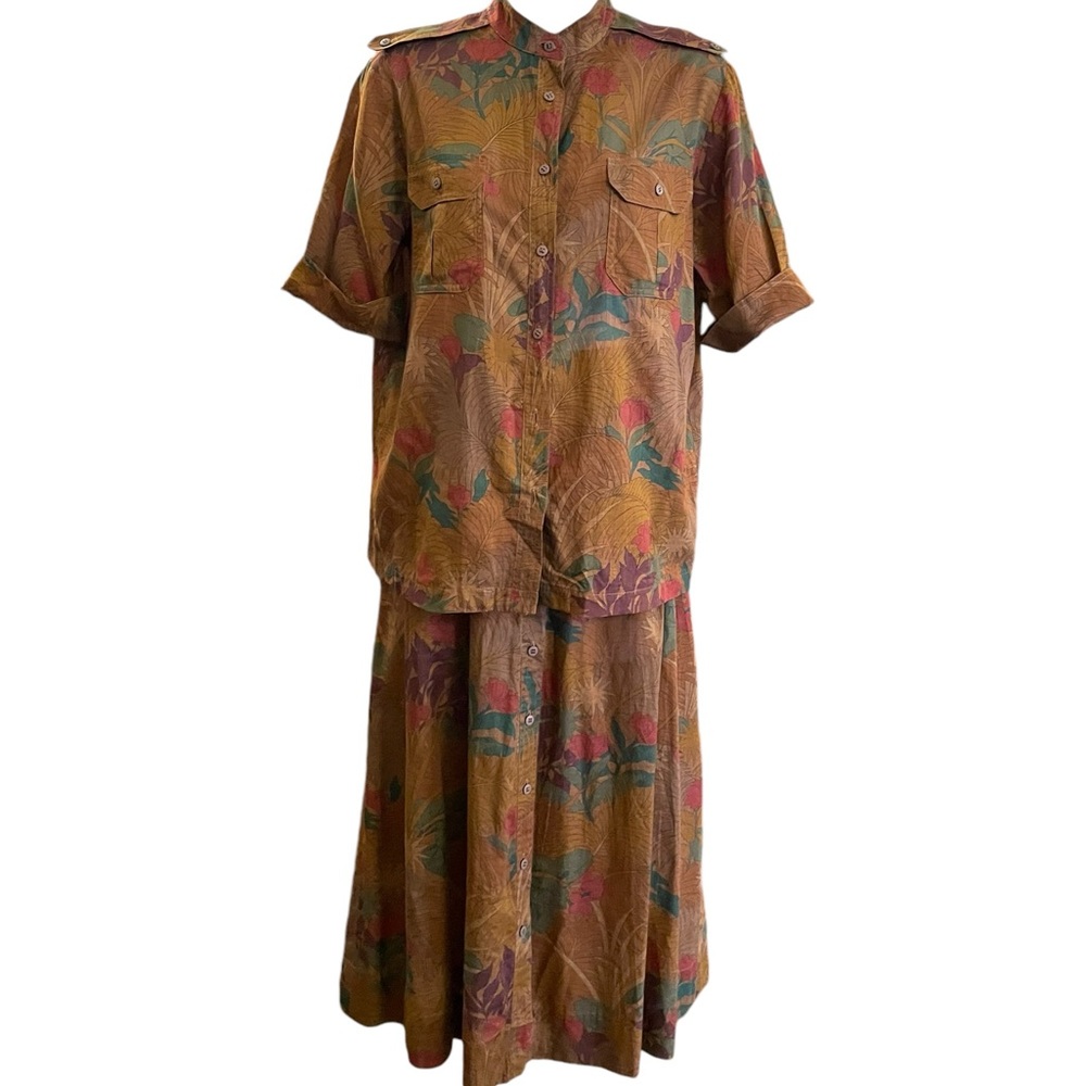 Jaeger floral skirt and button down set